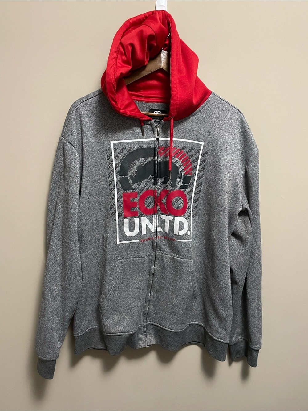 ECKO UNLTD Gray & Red Hoodie Vintage Men’s XL